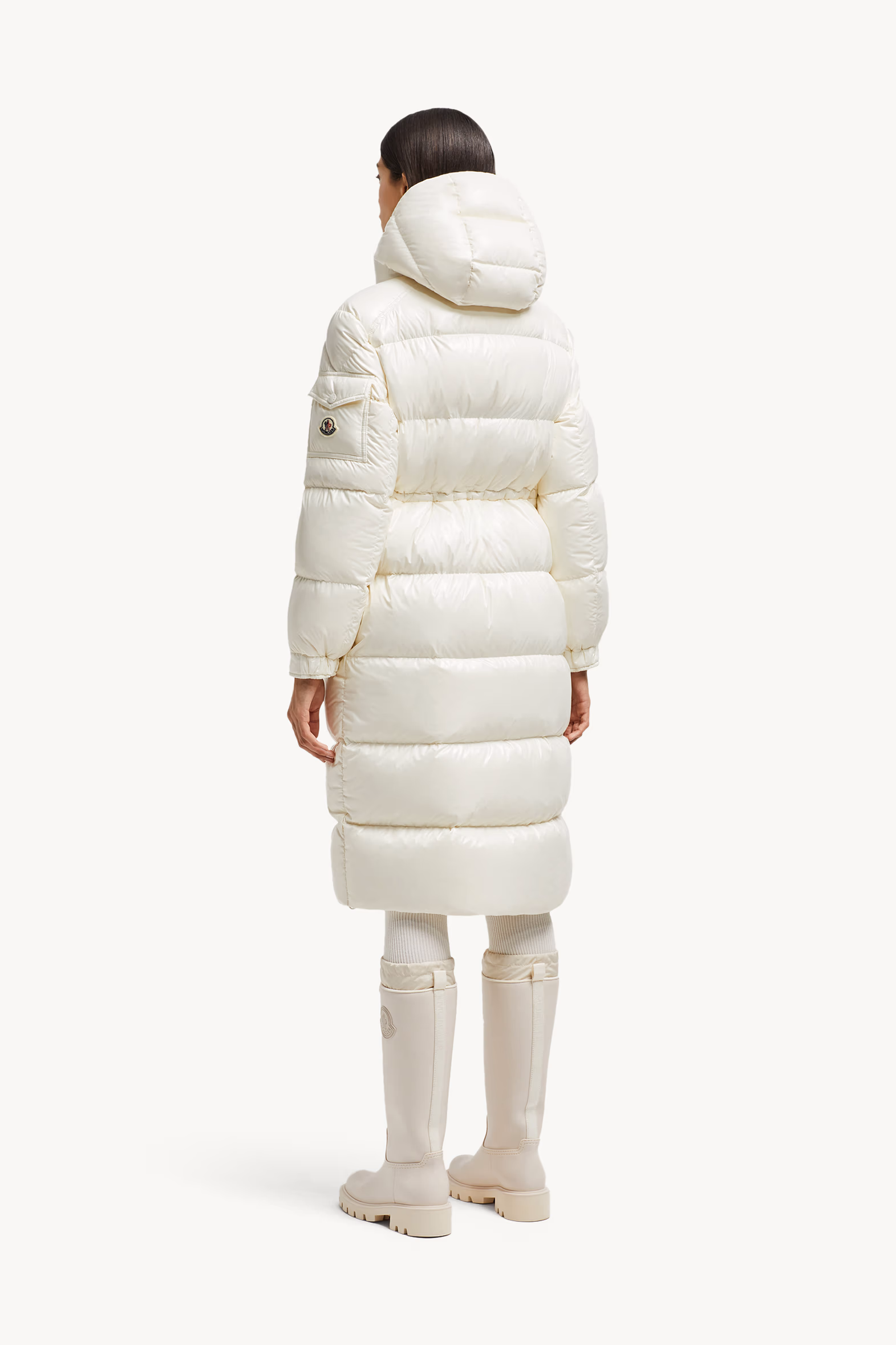 Cavettaz Hooded Long Down Jacket Women White Moncler 5